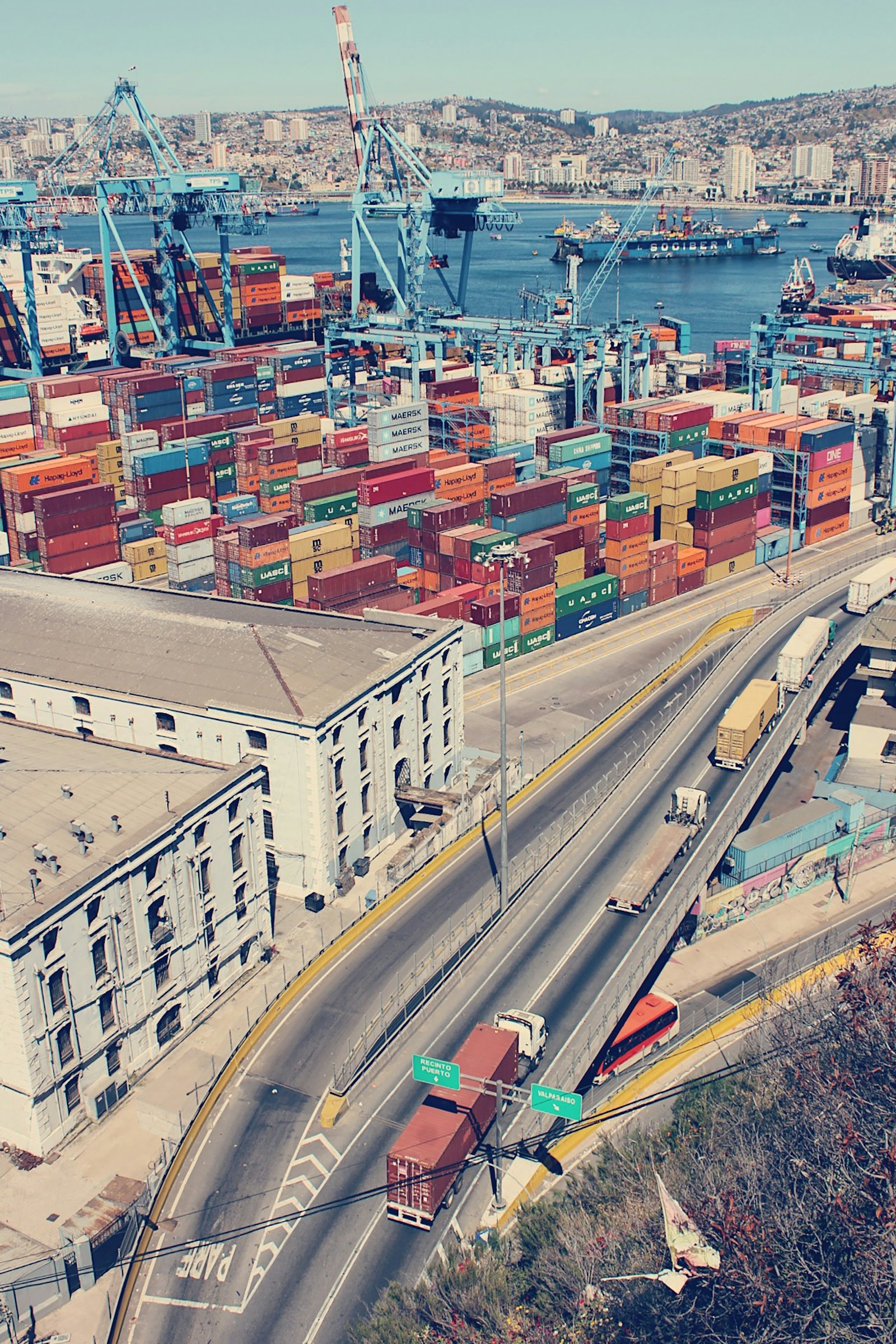 Container terminal and shipping infrastructure in Valparaiso, Chile